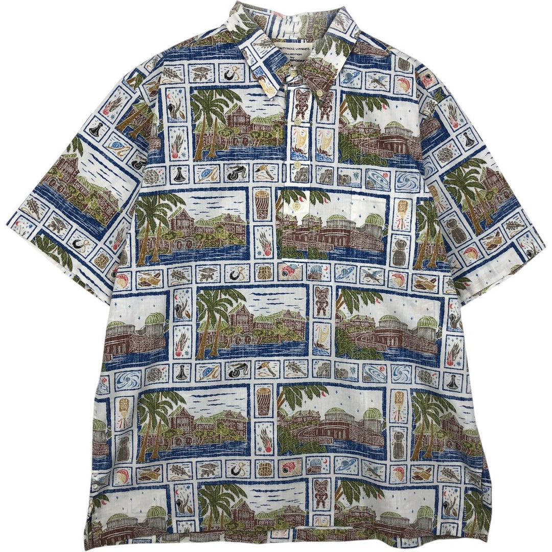 90'S Reyn Spooner DIETRICH VAREZ COLLECTION all-over print pullover button-down Aloha shirt boxy shirt cotton white type Vintage Second Hand
