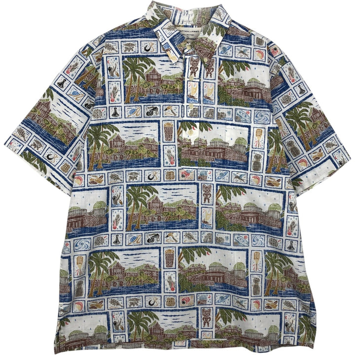 90'S Reyn Spooner DIETRICH VAREZ COLLECTION all-over print pullover button-down Aloha shirt boxy shirt cotton white type Vintage Second Hand