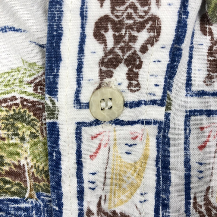 90'S Reyn Spooner DIETRICH VAREZ COLLECTION all-over print pullover button-down Aloha shirt boxy shirt cotton white type Vintage Second Hand