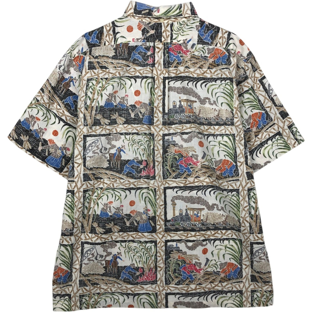 90'S Reyn Spooner DIETRICH VAREZ COLLECTION all-over print pullover button-down Aloha shirt boxy shirt cotton Beige type Vintage Second Hand