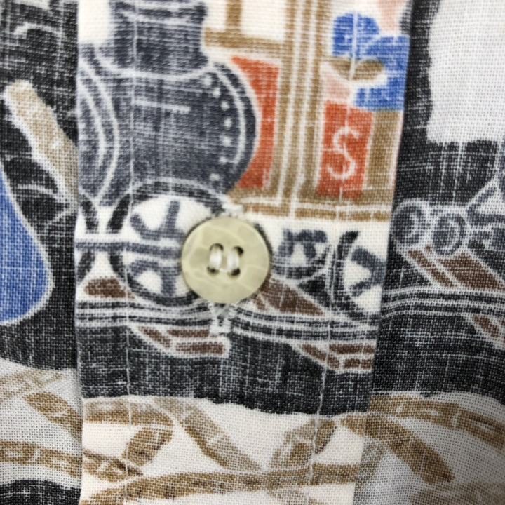 90'S Reyn Spooner DIETRICH VAREZ COLLECTION all-over print pullover button-down Aloha shirt boxy shirt cotton Beige type Vintage Second Hand