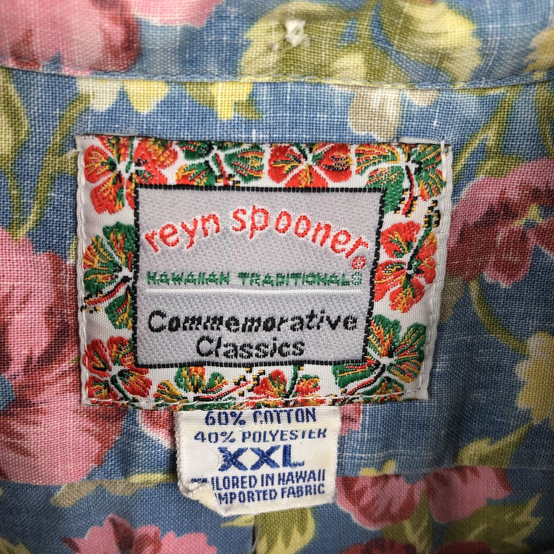 90'S Reyn Spooner Commemorative Classics all-over print pullover button-down Aloha shirt, men's size XXL. cotton blue type Vintage Second Hand