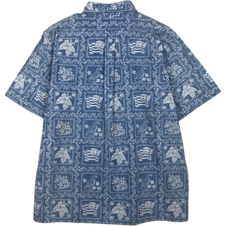 90'S Reyn Spooner Swimsuit Bikini Tag All-over Print Lahaina Sailor Button-down Aloha Shirt Box Shirt Men's Size L (approx.) cotton Blue type light blue Vintage Second Hand