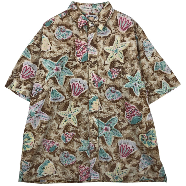 90'S Reyn Spooner Swimsuit Bikini Tag All-over Print Button-down Hawaiian Aloha Shirt Box Shirt Men's XXL equivalent cotton Beige type Vintage Second Hand