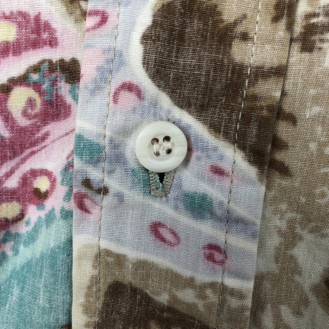 90'S Reyn Spooner Swimsuit Bikini Tag All-over Print Button-down Hawaiian Aloha Shirt Box Shirt Men's XXL equivalent cotton Beige type Vintage Second Hand