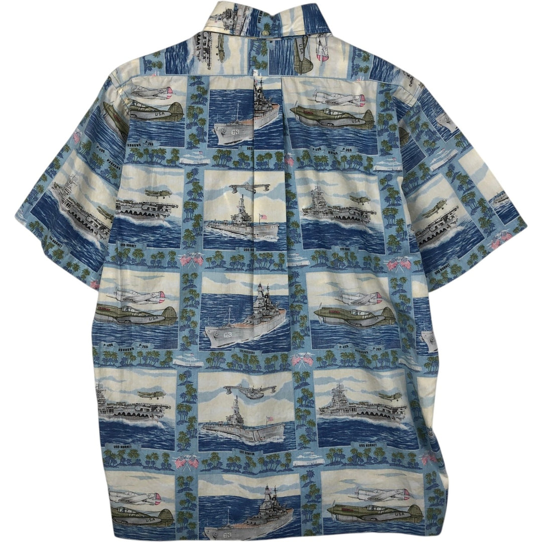 90'S Reyn Spooner Swimsuit Bikini Tag All-over Print Pullover Button-down Aloha Shirt Boxy Shirt Made in USA cotton Blue type light blue Vintage Second Hand