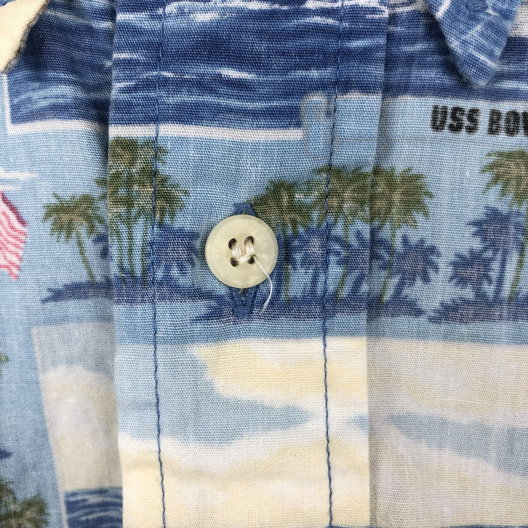 90'S Reyn Spooner Swimsuit Bikini Tag All-over Print Pullover Button-down Aloha Shirt Boxy Shirt Made in USA cotton Blue type light blue Vintage Second Hand