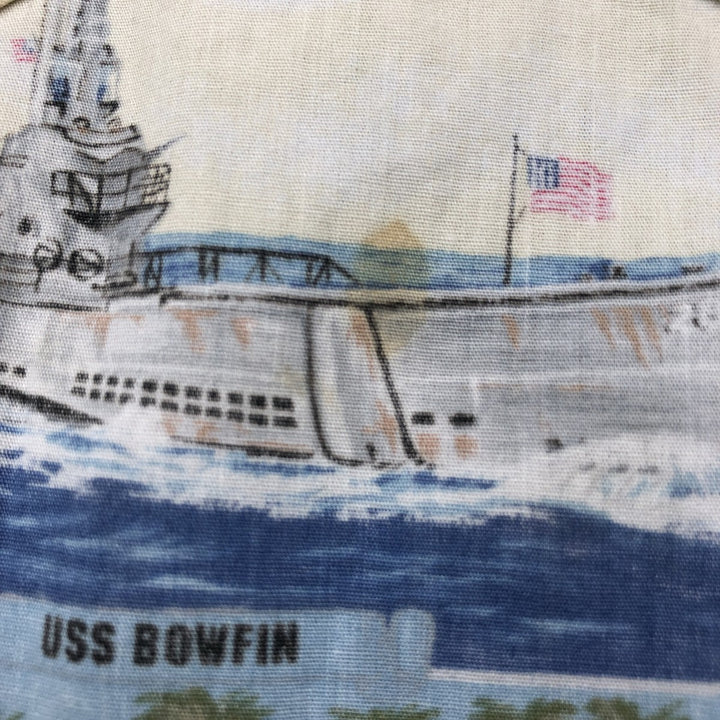 90'S Reyn Spooner Swimsuit Bikini Tag All-over Print Pullover Button-down Aloha Shirt Boxy Shirt Made in USA cotton Blue type light blue Vintage Second Hand