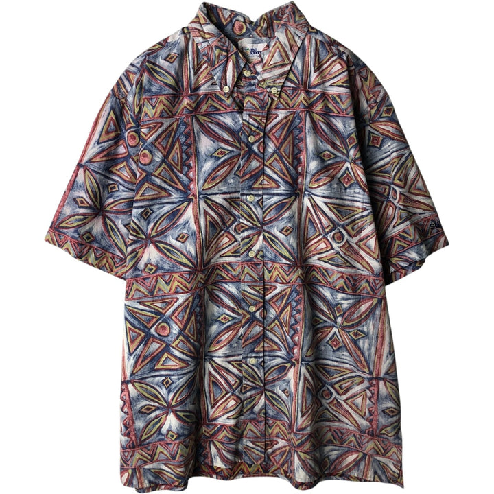 90'S Reyn Spooner Swimsuit Bikini Tag All-over Print Button-down Hawaiian Aloha Shirt Box Shirt Men's XL equivalent cotton Navy blue Vintage Second Hand