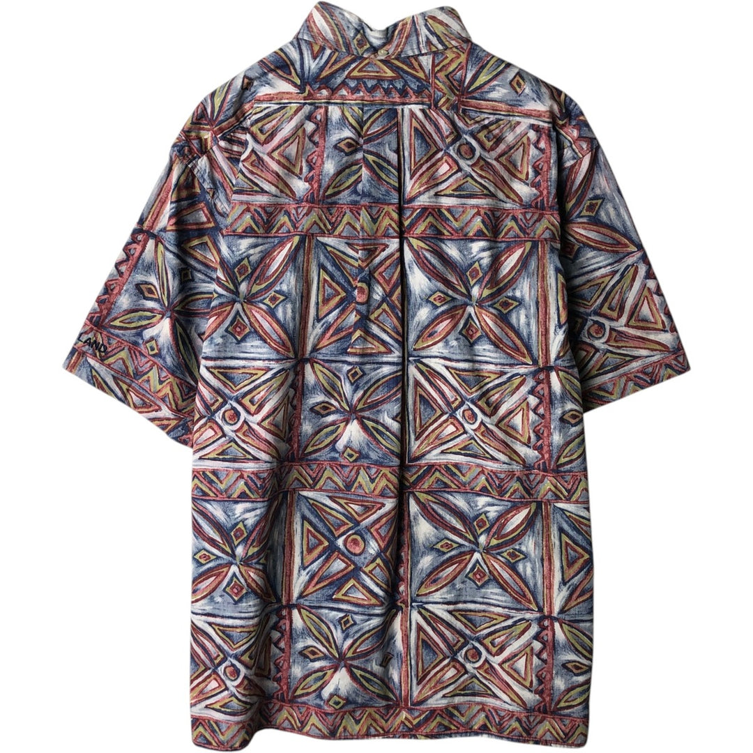 90'S Reyn Spooner Swimsuit Bikini Tag All-over Print Button-down Hawaiian Aloha Shirt Box Shirt Men's XL equivalent cotton Navy blue Vintage Second Hand