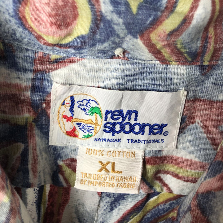 90'S Reyn Spooner Swimsuit Bikini Tag All-over Print Button-down Hawaiian Aloha Shirt Box Shirt Men's XL equivalent cotton Navy blue Vintage Second Hand