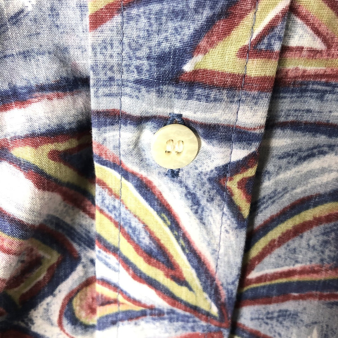 90'S Reyn Spooner Swimsuit Bikini Tag All-over Print Button-down Hawaiian Aloha Shirt Box Shirt Men's XL equivalent cotton Navy blue Vintage Second Hand