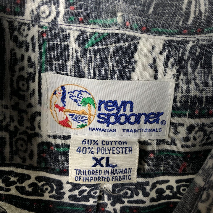 90'S Reyn Spooner Swimsuit Bikini Tag All-over Print Pullover Button-down Aloha Shirt Box Shirt Men's XL equivalent cotton gray type Vintage Second Hand