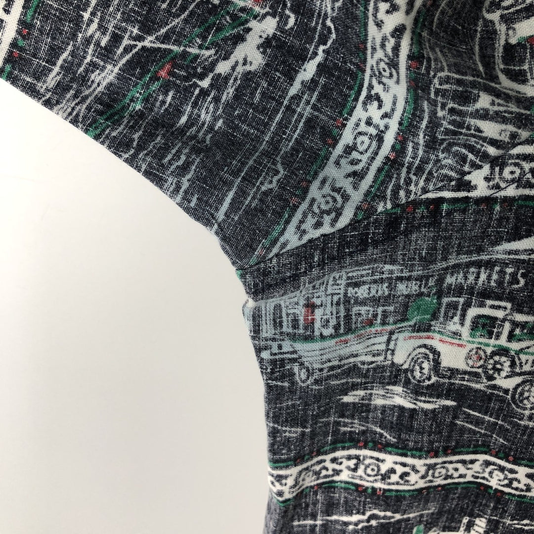 90'S Reyn Spooner Swimsuit Bikini Tag All-over Print Pullover Button-down Aloha Shirt Box Shirt Men's XL equivalent cotton gray type Vintage Second Hand