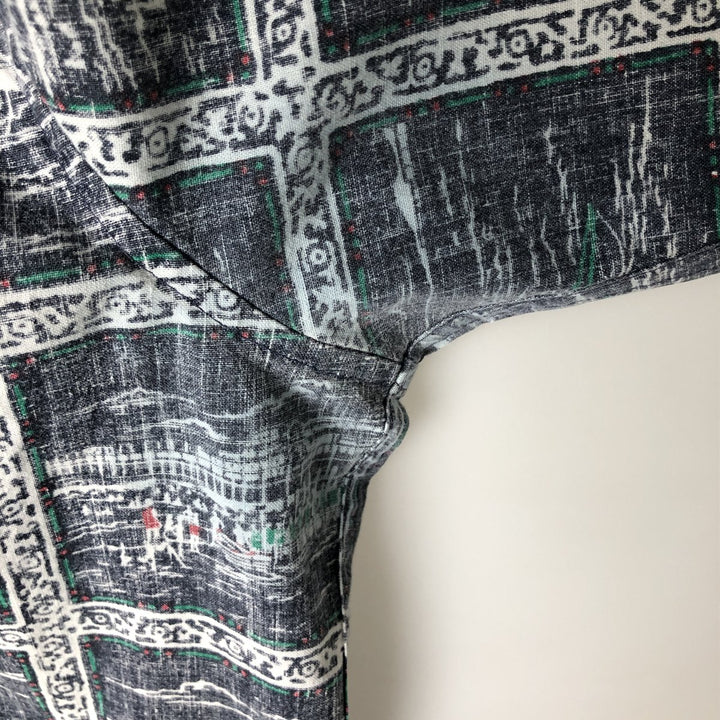 90'S Reyn Spooner Swimsuit Bikini Tag All-over Print Pullover Button-down Aloha Shirt Box Shirt Men's XL equivalent cotton gray type Vintage Second Hand