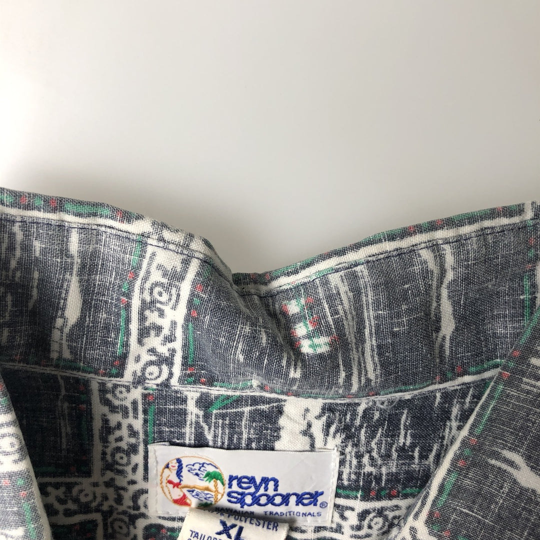 90'S Reyn Spooner Swimsuit Bikini Tag All-over Print Pullover Button-down Aloha Shirt Box Shirt Men's XL equivalent cotton gray type Vintage Second Hand