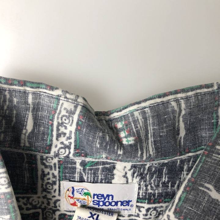 90'S Reyn Spooner Swimsuit Bikini Tag All-over Print Pullover Button-down Aloha Shirt Box Shirt Men's XL equivalent cotton gray type Vintage Second Hand