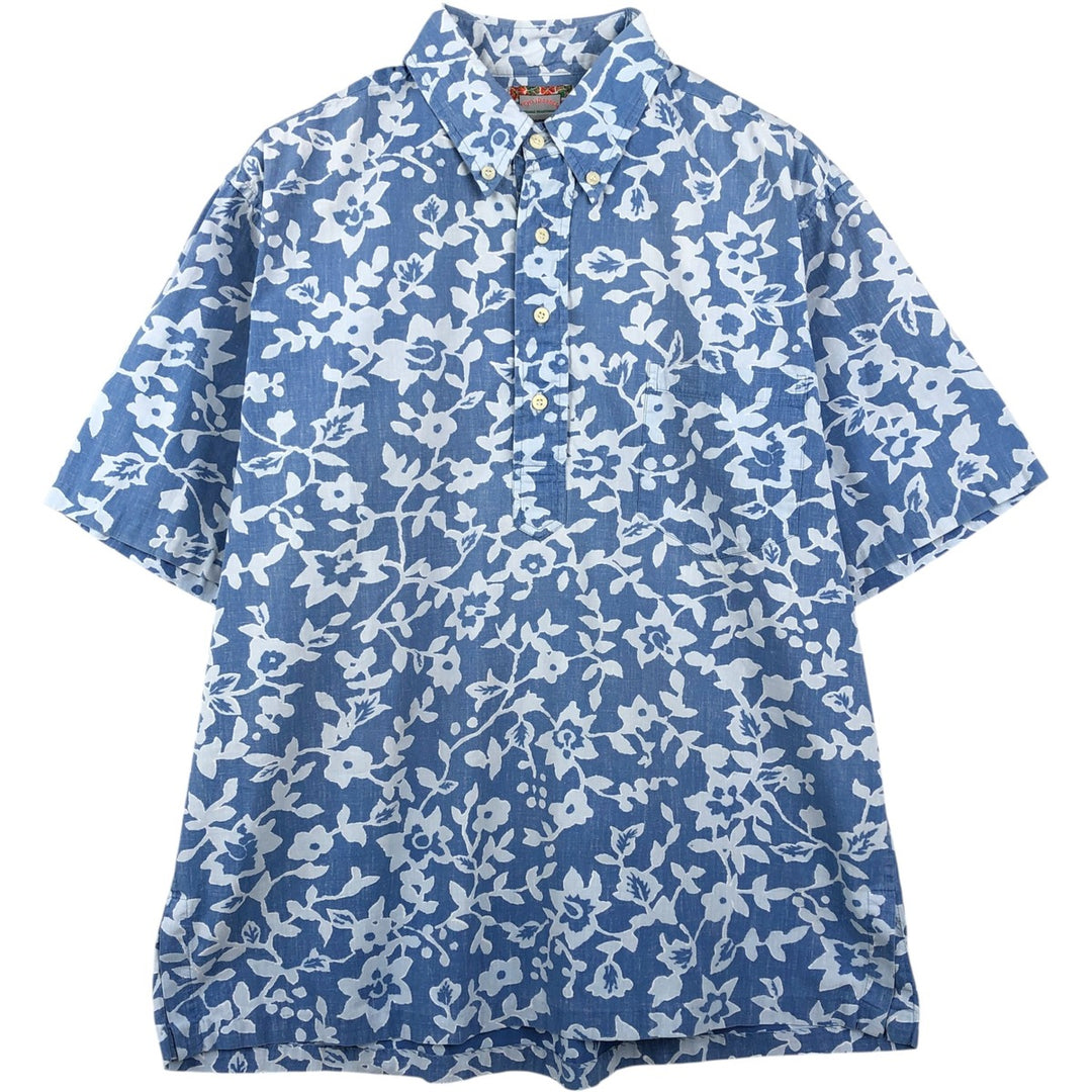 90'S Reyn Spooner Commemorative Classics all-over floral print pullover button-down Aloha shirt boxy shirt cotton Blue type light blue Vintage Second Hand