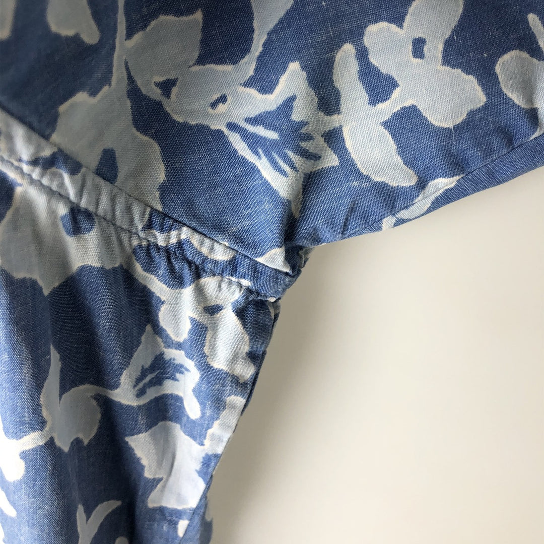 90'S Reyn Spooner Commemorative Classics all-over floral print pullover button-down Aloha shirt boxy shirt cotton Blue type light blue Vintage Second Hand