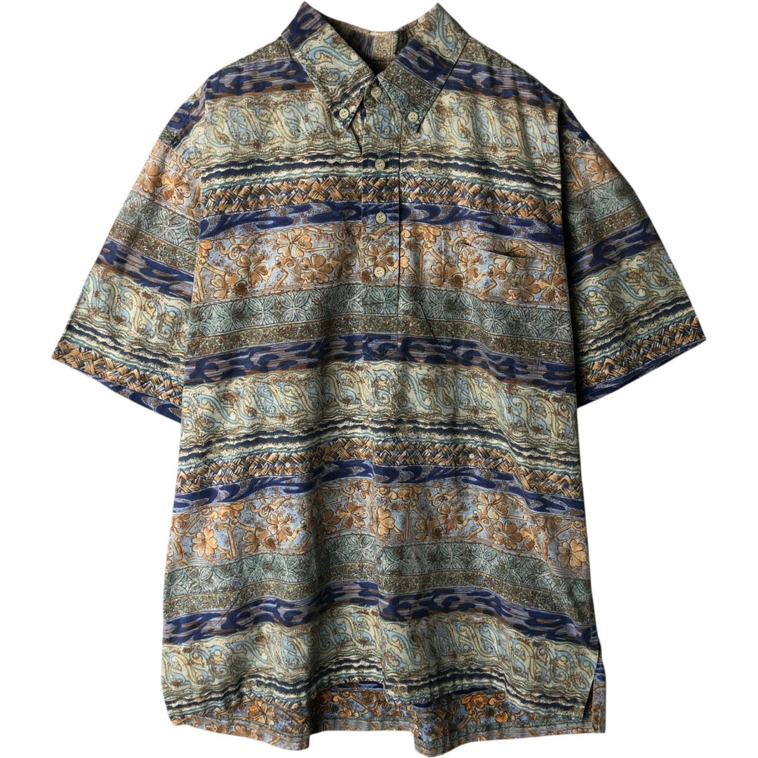 90'S Reyn Spooner Swimsuit Bikini Tag All-over Print Pullover Button-down Aloha Shirt Box Shirt Men's Size L (approx.) cotton Khaki type Vintage Second Hand