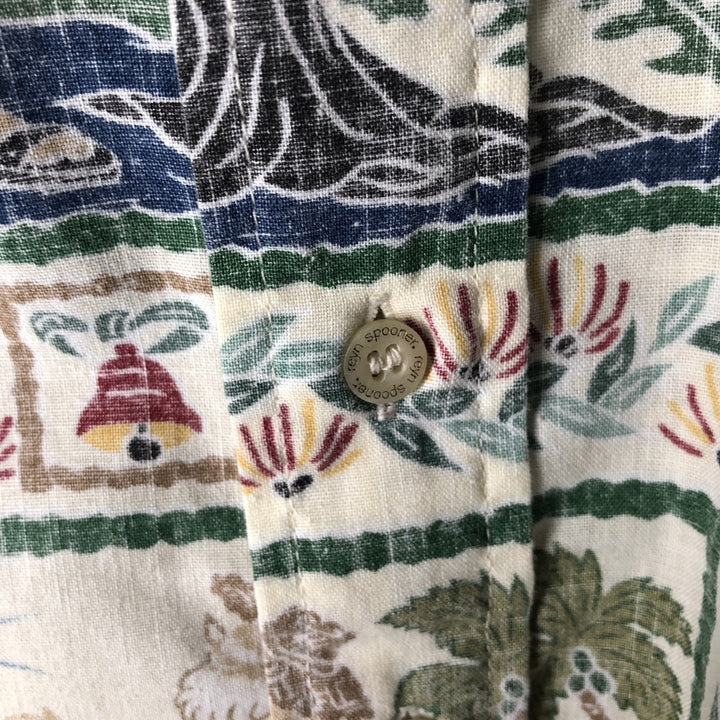 90'S Reyn Spooner MELE KALIKIMAKA Christmas Limited Edition All-Over Print Pullover Button-Down Aloha Shirt cotton Beige type Vintage Second Hand