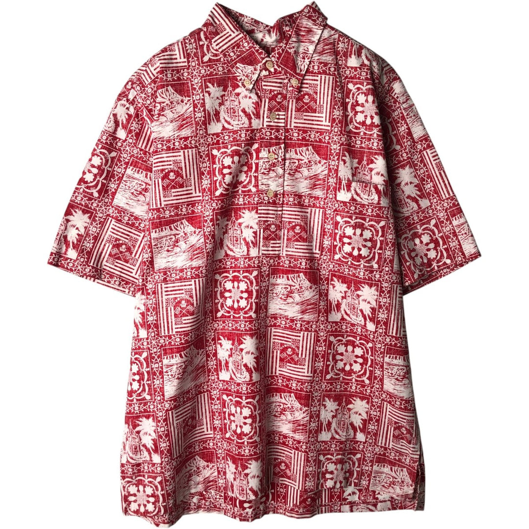90'S Reyn Spooner Swimsuit Bikini Tag All-over Print Lahaina Sailor Pullover Button-down Aloha Shirt cotton red type Vintage Second Hand