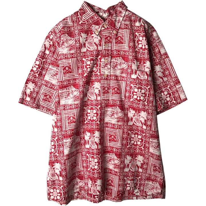 90'S Reyn Spooner Swimsuit Bikini Tag All-over Print Lahaina Sailor Pullover Button-down Aloha Shirt cotton red type Vintage Second Hand