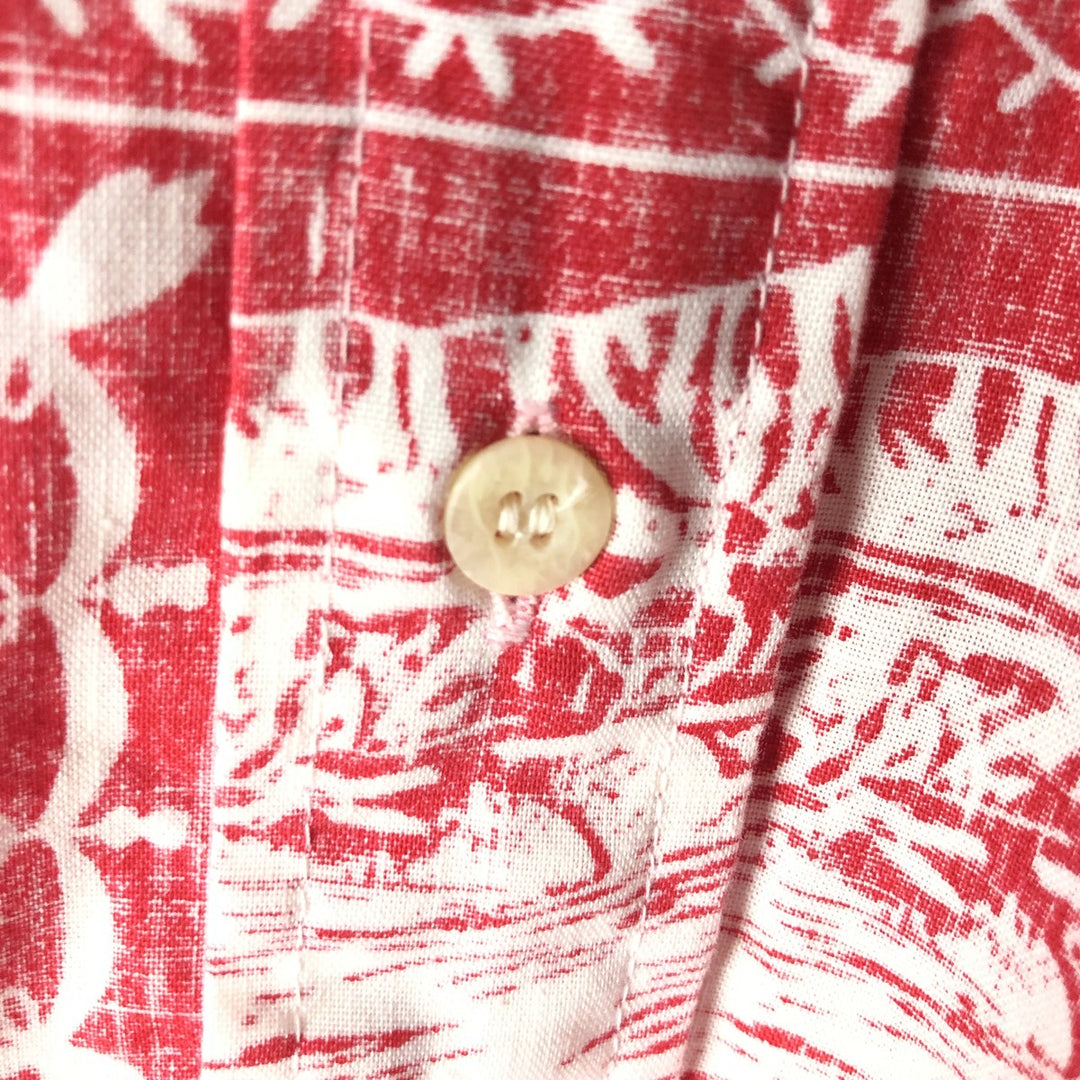 90'S Reyn Spooner Swimsuit Bikini Tag All-over Print Lahaina Sailor Pullover Button-down Aloha Shirt cotton red type Vintage Second Hand