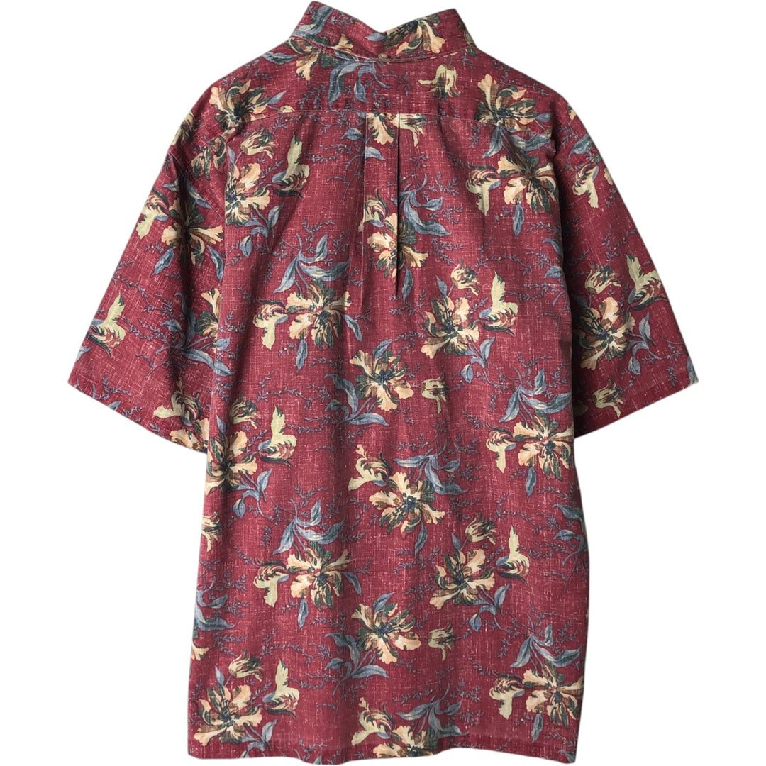 90'S Reyn Spooner Swimsuit Bikini Tag All-over Floral Print Pullover Button-down Hawaiian Aloha Shirt Boxy Shirt cotton red type Vintage Second Hand