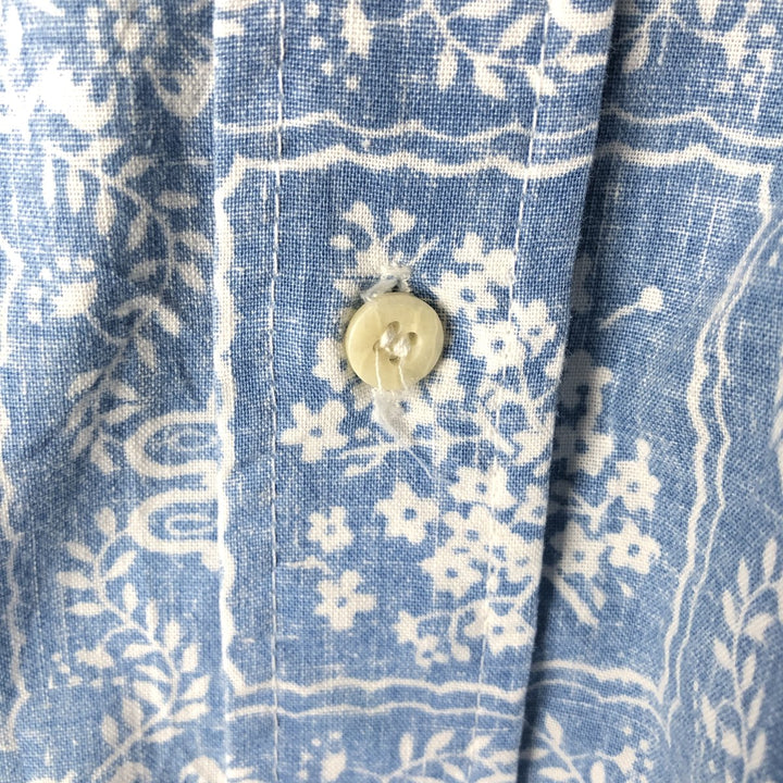 90'S Reyn Spooner swimwear, bikini tag, all-over print, Lahaina sailor, button-down, Hawaiian aloha shirt, boxy shirt cotton blue type Vintage Second Hand