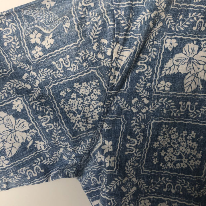 90'S Reyn Spooner swimwear, bikini tag, all-over print, Lahaina sailor, button-down, Hawaiian aloha shirt, boxy shirt cotton blue type Vintage Second Hand