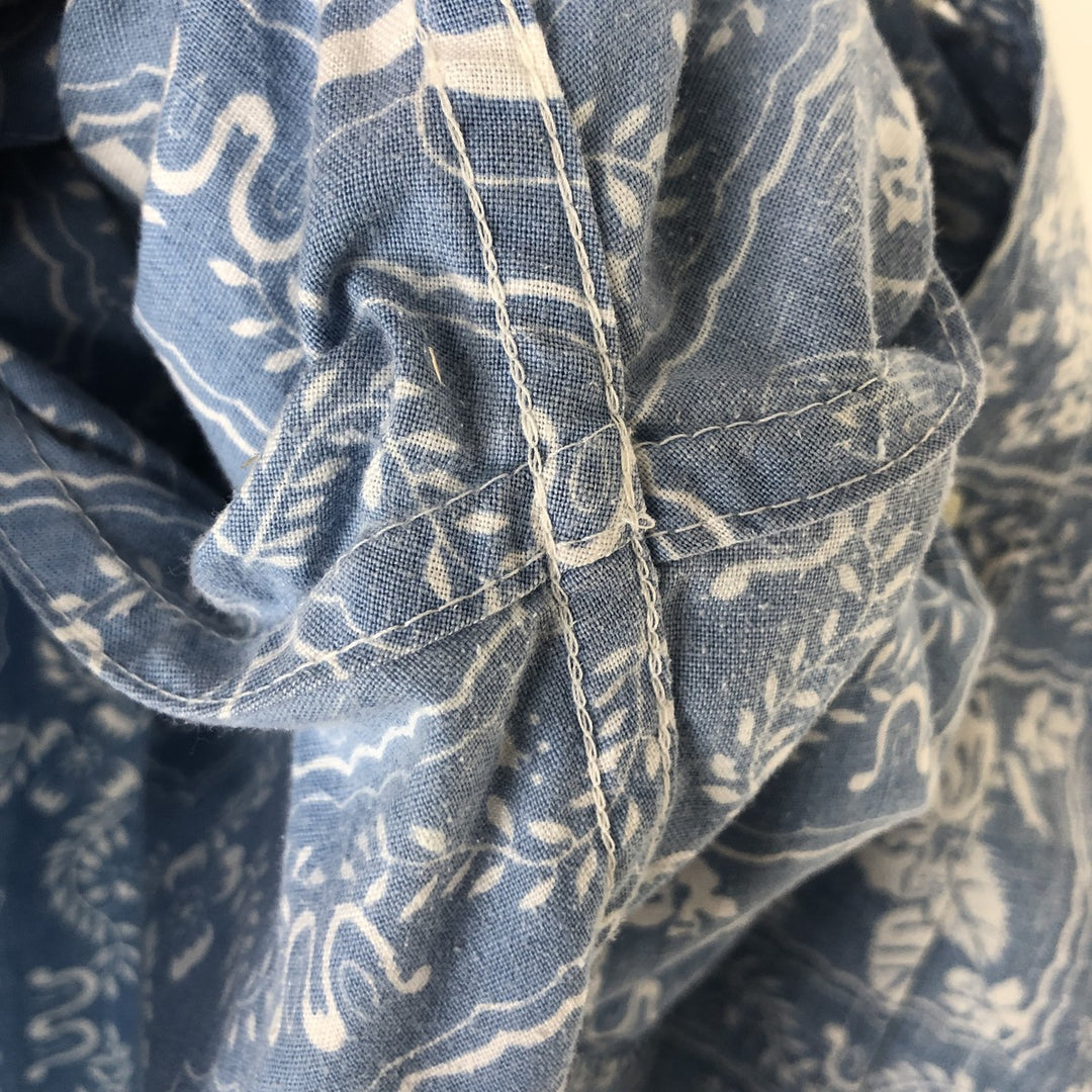 90'S Reyn Spooner swimwear, bikini tag, all-over print, Lahaina sailor, button-down, Hawaiian aloha shirt, boxy shirt cotton blue type Vintage Second Hand