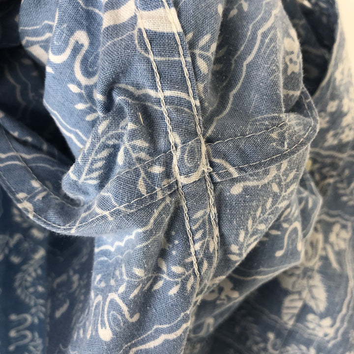 90'S Reyn Spooner swimwear, bikini tag, all-over print, Lahaina sailor, button-down, Hawaiian aloha shirt, boxy shirt cotton blue type Vintage Second Hand