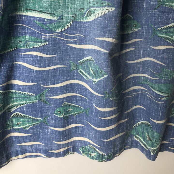 90'S Reyn Spooner DIETRICH VAREZ COLLECTION all-over fish print pullover button-down Aloha shirt boxy shirt cotton blue type Vintage Second Hand