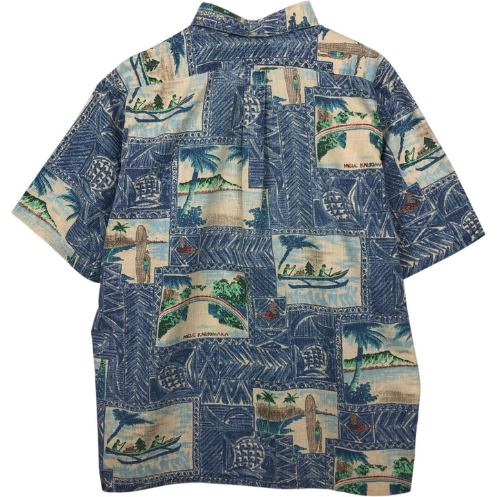 90'S Reyn Spooner MELE KALIKIMAKA Christmas Limited Edition All-Over Print Pullover Button-Down Aloha Shirt cotton blue type Vintage Second Hand