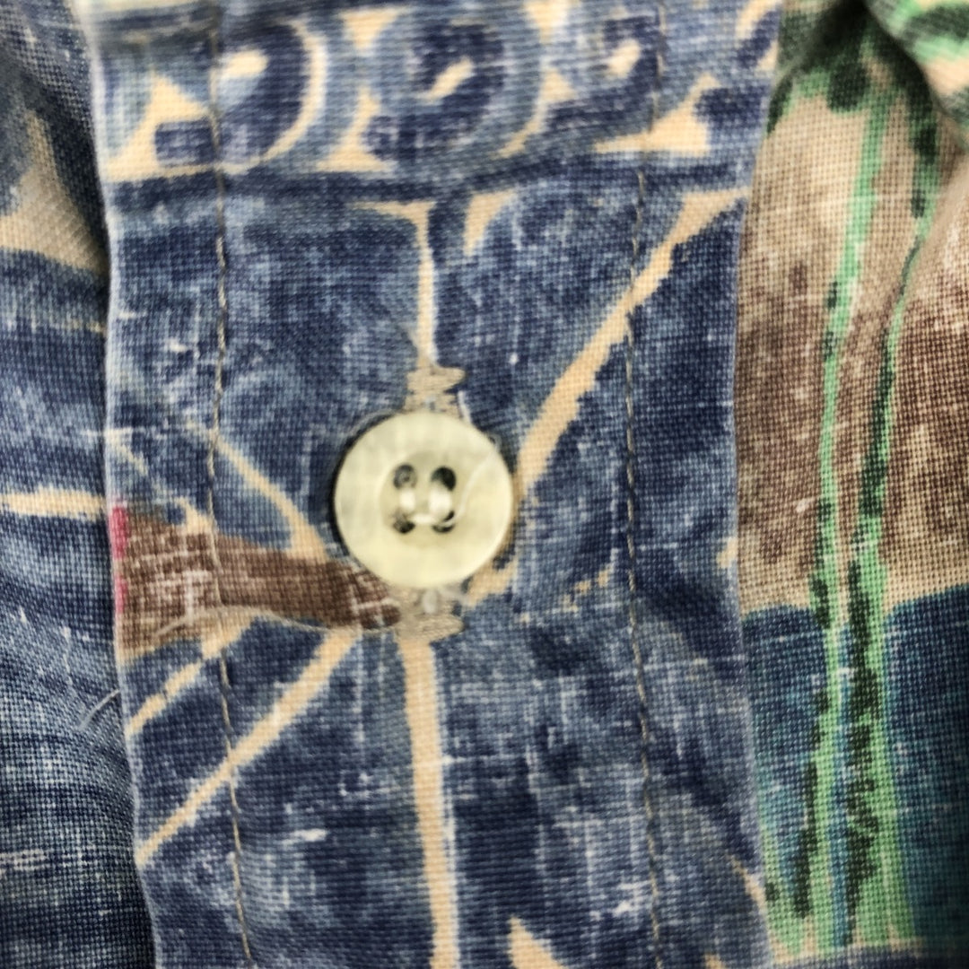 90'S Reyn Spooner MELE KALIKIMAKA Christmas Limited Edition All-Over Print Pullover Button-Down Aloha Shirt cotton blue type Vintage Second Hand
