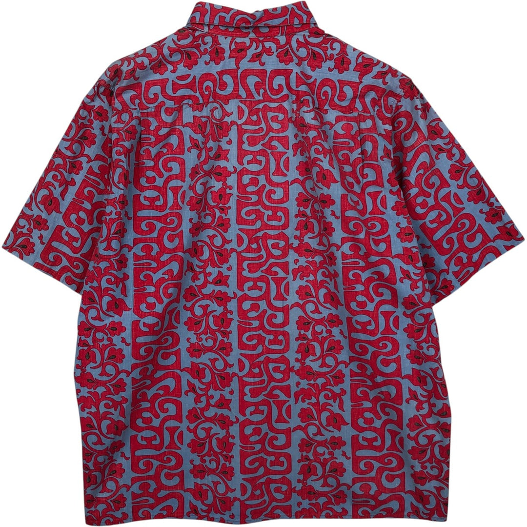 90'S Reyn Spooner Phil Edwards all-over print Hawaiian Aloha shirt, boxy shirt, made in Hawaii, men's size L equivalent. cotton red type Vintage Second Hand