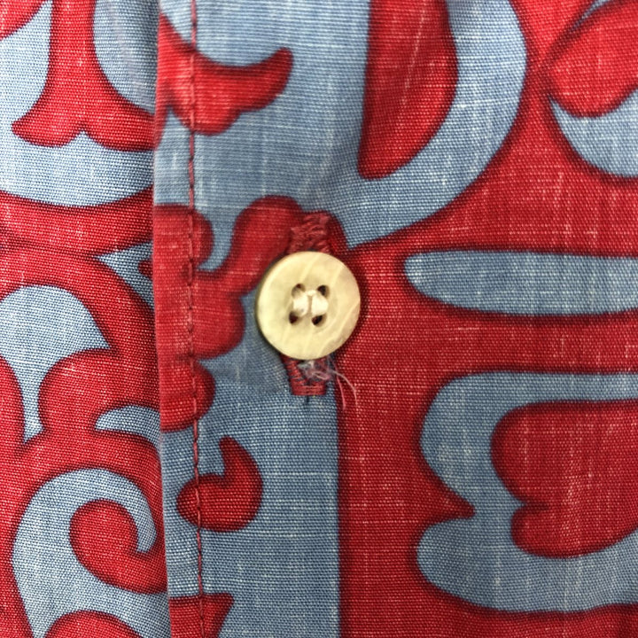 90'S Reyn Spooner Phil Edwards all-over print Hawaiian Aloha shirt, boxy shirt, made in Hawaii, men's size L equivalent. cotton red type Vintage Second Hand