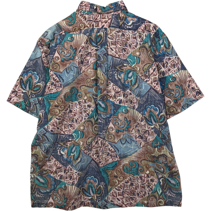 90'S Reyn Spooner Swimsuit Bikini Tag All-over Print Pullover Button-down Aloha Shirt Box Shirt Men's XL equivalent cotton blue type Vintage Second Hand