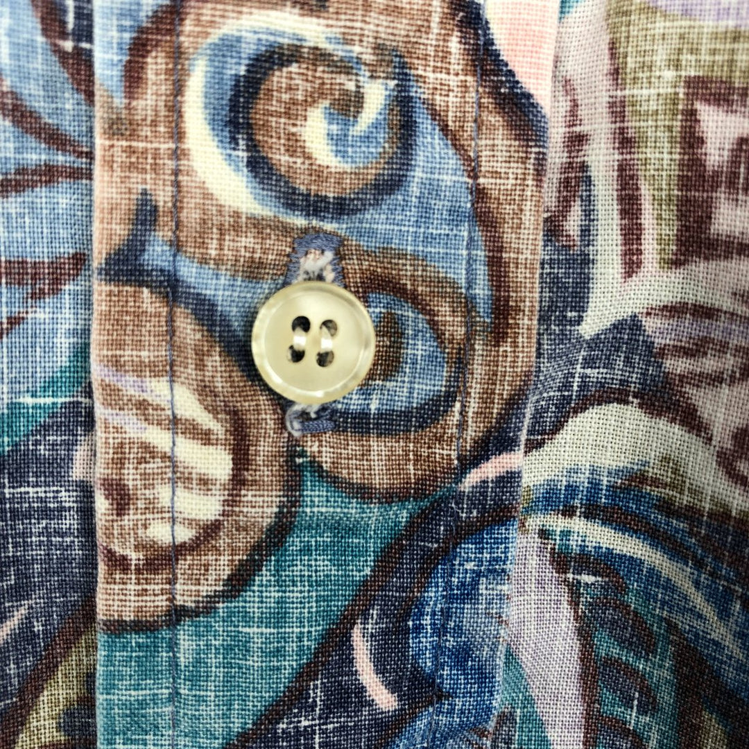 90'S Reyn Spooner Swimsuit Bikini Tag All-over Print Pullover Button-down Aloha Shirt Box Shirt Men's XL equivalent cotton blue type Vintage Second Hand