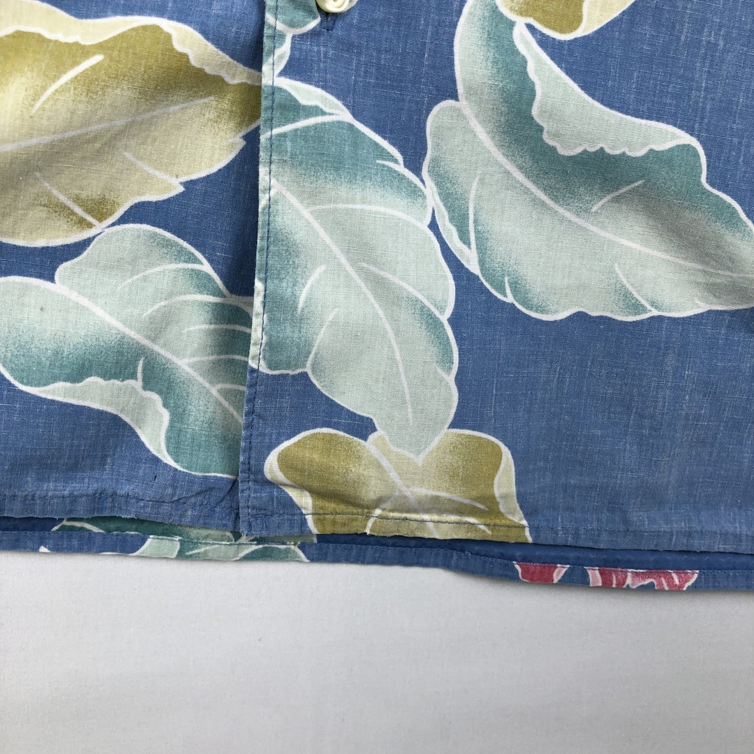 90'S Reyn Spooner Commemorative Classics all-over botanical pattern Hawaiian Aloha shirt, boxy style, men's size L (approx.) cotton blue type Vintage Second Hand