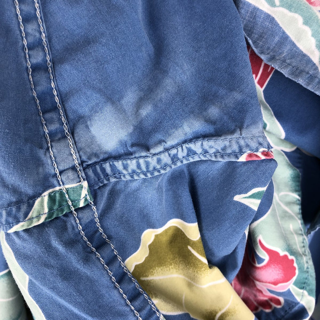 90'S Reyn Spooner Commemorative Classics all-over botanical pattern Hawaiian Aloha shirt, boxy style, men's size L (approx.) cotton blue type Vintage Second Hand