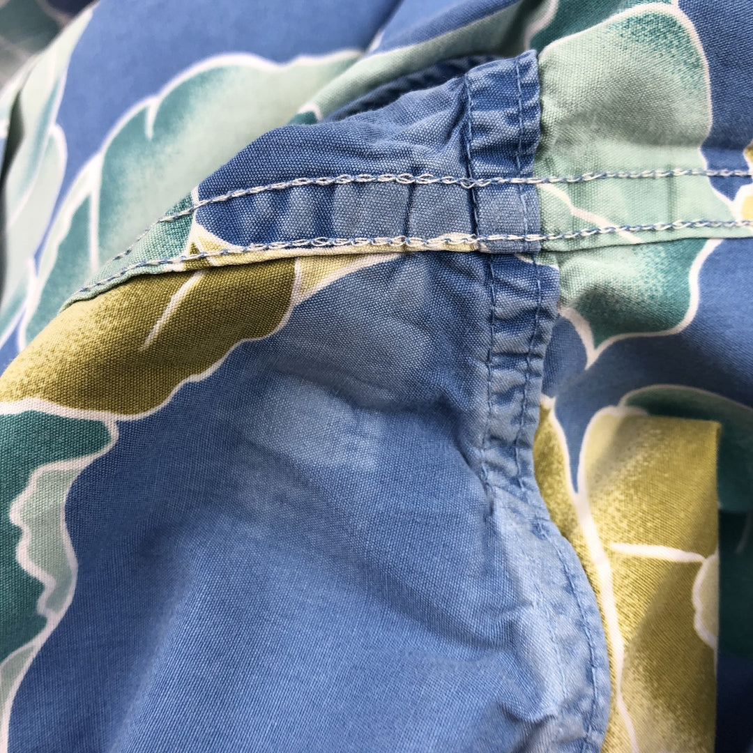 90'S Reyn Spooner Commemorative Classics all-over botanical pattern Hawaiian Aloha shirt, boxy style, men's size L (approx.) cotton blue type Vintage Second Hand