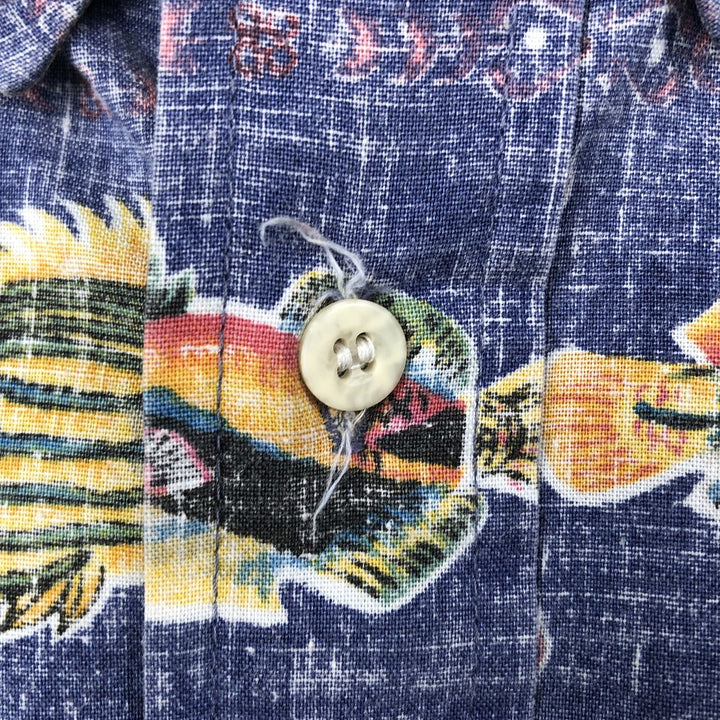90'S Reyn Spooner Commemorative Classics all-over fish print button-down Hawaiian Aloha shirt, made in Hawaii, men's XL. cotton purple type Vintage Second Hand