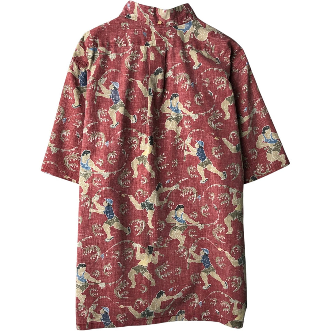 Reyn Spooner DIETRICH VAREZ all-over print pullover button-down Hawaiian Aloha shirt, men's size XL. cotton red type Vintage Second Hand