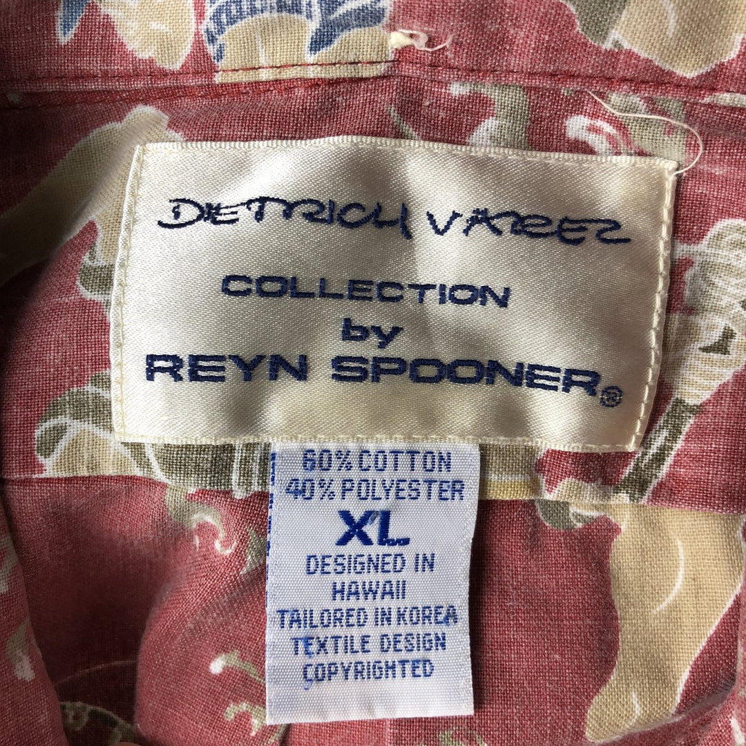 Reyn Spooner DIETRICH VAREZ all-over print pullover button-down Hawaiian Aloha shirt, men's size XL. cotton red type Vintage Second Hand