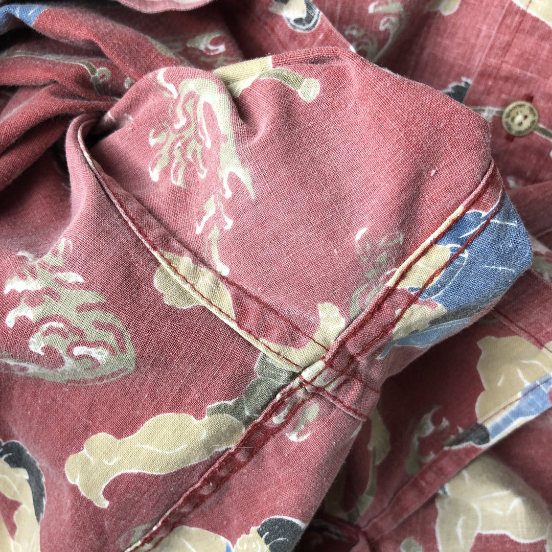 Reyn Spooner DIETRICH VAREZ all-over print pullover button-down Hawaiian Aloha shirt, men's size XL. cotton red type Vintage Second Hand