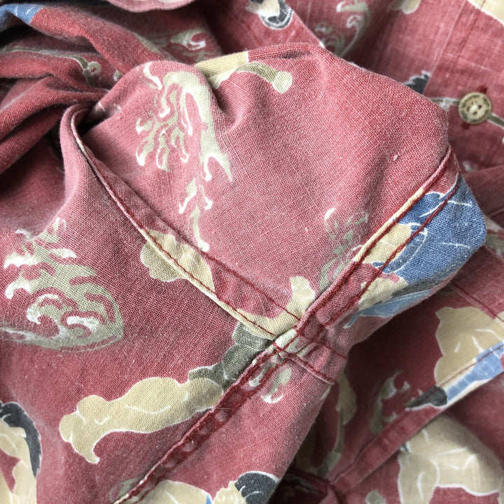 Reyn Spooner DIETRICH VAREZ all-over print pullover button-down Hawaiian Aloha shirt, men's size XL. cotton red type Vintage Second Hand
