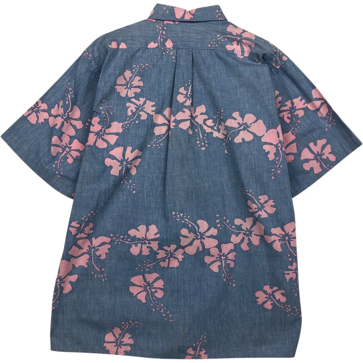 90'S Reyn Spooner Commemorative Classics Hibiscus Pattern Hawaiian Aloha Shirt, Made in Hawaii, Men's Size L cotton navy blue type Vintage Second Hand