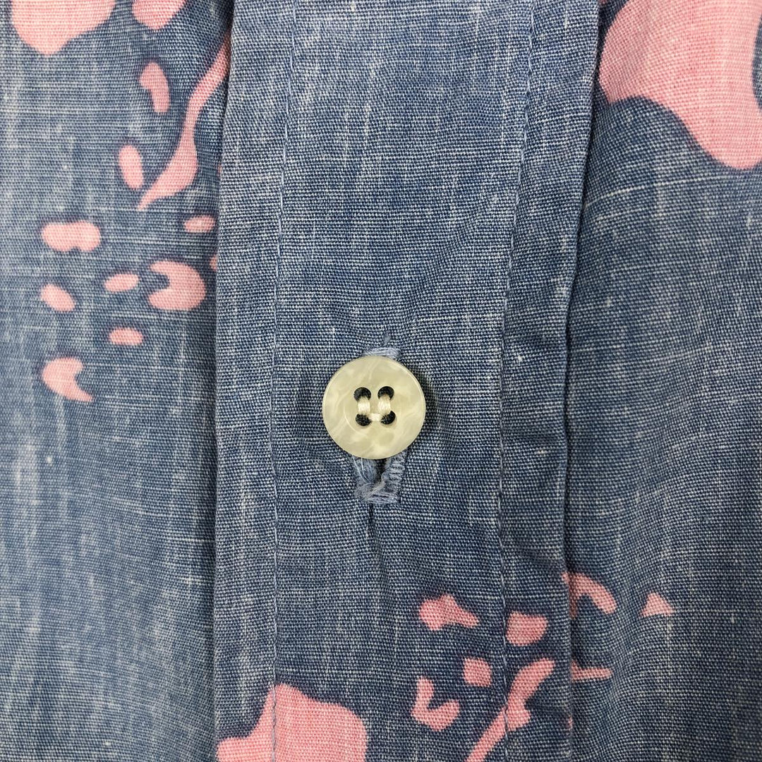 90'S Reyn Spooner Commemorative Classics Hibiscus Pattern Hawaiian Aloha Shirt, Made in Hawaii, Men's Size L cotton navy blue type Vintage Second Hand